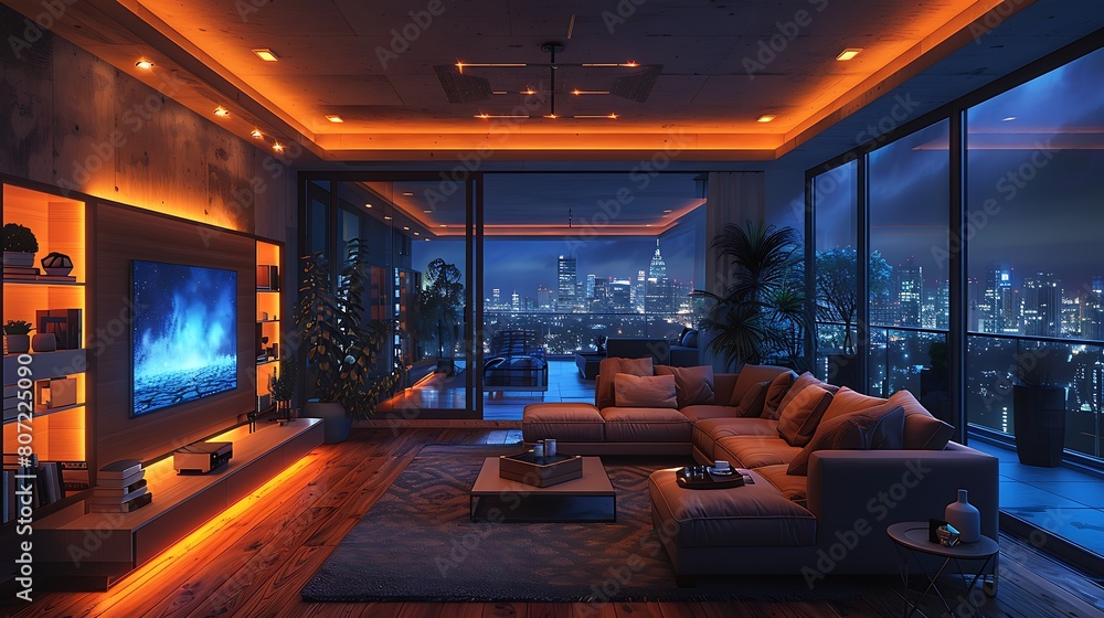 Technology Smart home with connected devices and digital icons Glowing house with symbolism Technology Smart home with connected devices and digital icons Glowing house with symbolism