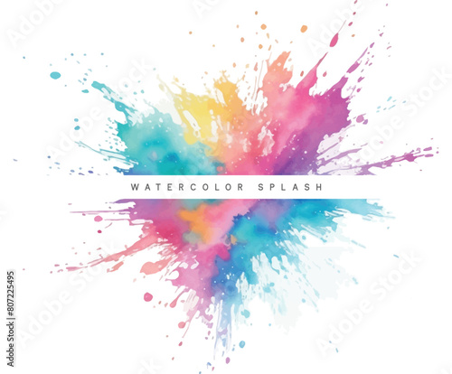 Colorful watercolor splash vector with stain texture background