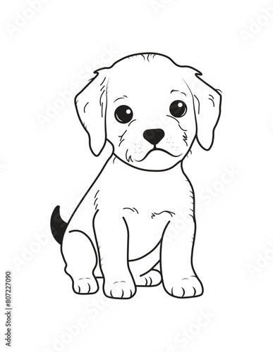 Vector Cute hand drawn little Dog sitting