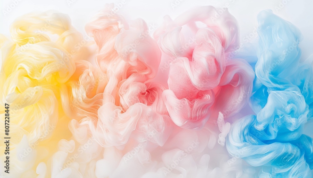Multicolored cotton candy on a white backdrop Multicolored cotton candy on a white backdrop