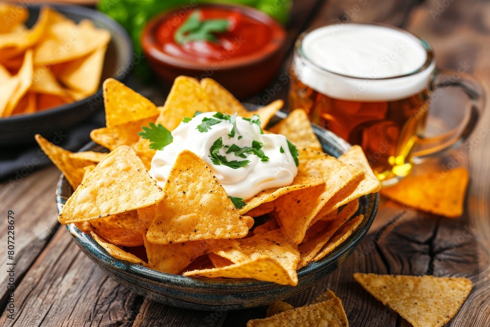 Nachos with cheese BBQ Czech beer Nachos with cheese BBQ Czech beer