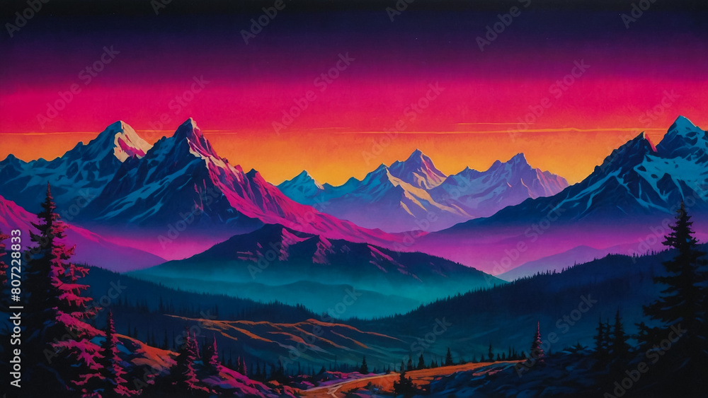Sad beautiful artwork with pink clouds and mountains.Anime, manga landscape at dusk
Sad beautiful artwork with pink clouds and mountains.Anime, manga landscape at dusk