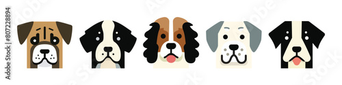Set of cute Dog face. Puppy set. Vector illustration