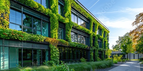Modern building facade gree...