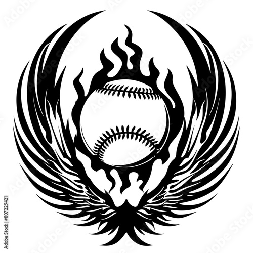 Baseball Flaming Wings photo