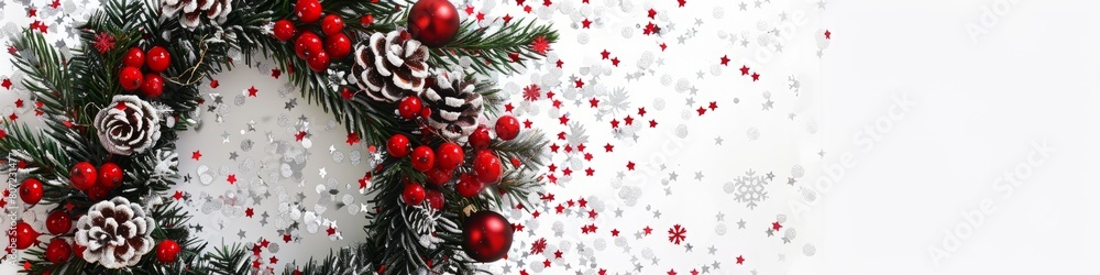 Christmas wreath with space for text on a white background. Christmas wreath with space for text on a white background.