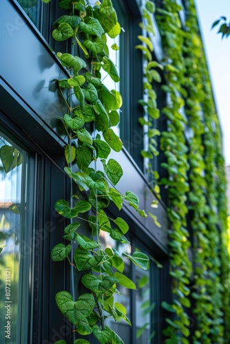 Modern building facade gree...