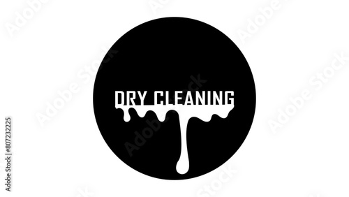 Dry Cleaning emblem, black isolated silhouette with text