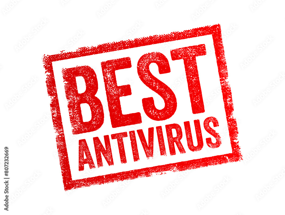 Best Antivirus refers to software designed to protect computers, devices, or networks from malicious software, text concept stamp