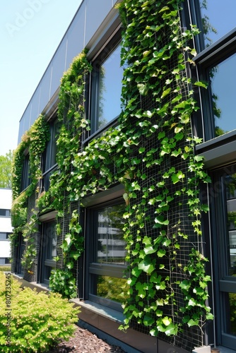 Modern building facade gree...