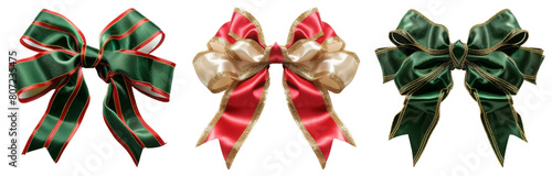 Set of Christmas bows isolated on transparent background