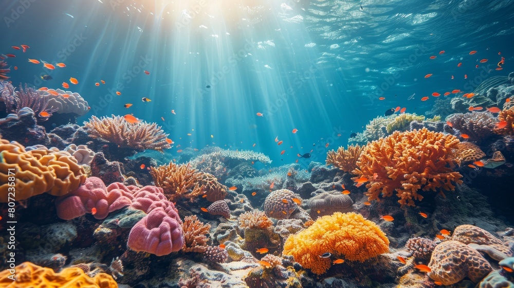Fototapeta premium Colorful Coral Reef Underwater Scene 3