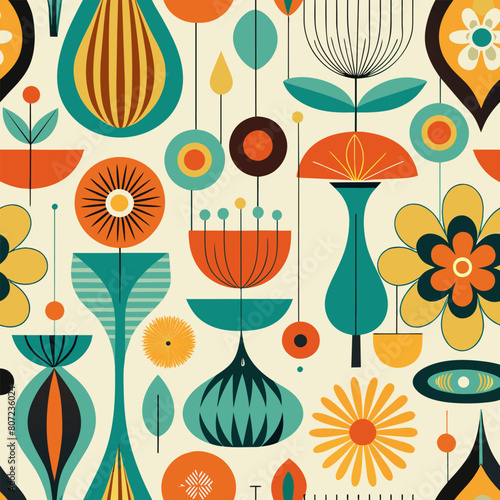 Vector Art Nouveau: 60s design in a seamless design