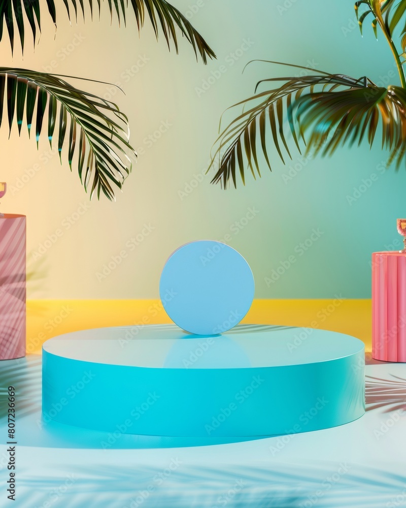 Sporty Elegance at a Country Club: Diverse Models in Tenniscore Fashion Surrounding a Light Blue Podium Sporty Elegance at a Country Club: Diverse Models in Tenniscore Fashion Surrounding a Light Blue Podium