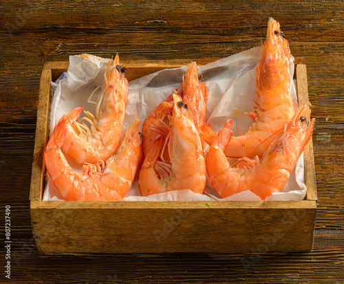 Rustic Charm: Shrimp in Wooden Box