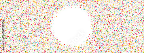 Multicolored Round Background White Vector. Dot Celebrate Frame. Bright Group. Colorful Geometric Anniversary. Element Top Design.