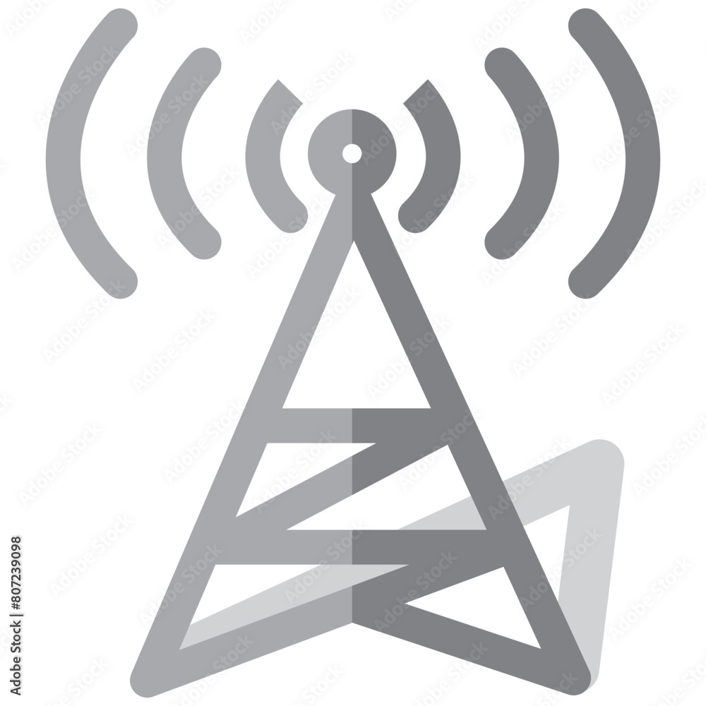 Antenna tower icon in flat style. Broadcasting vector illustration on white isolated background. Wifi business concept.