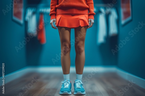 Trendy Women's Tenniscore Outfit Mockup for Versatile Fashion Promotions