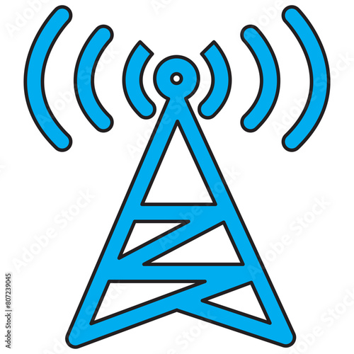 Antenna tower icon in flat style. Broadcasting vector illustration on white isolated background. Wifi business concept.