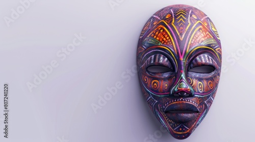 colorful ethnic African mask on simple background hyper realistic 