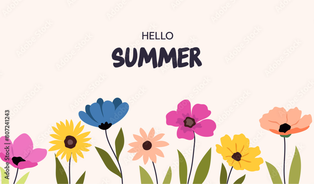 Floral summer template. Flowers Floral summer template. Flowers