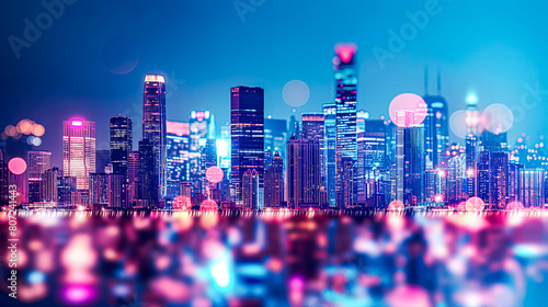 Cityscape Innovation  A Bright Digital Future in Cyberspace with Abstract Background