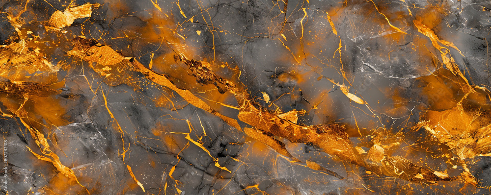 Dramatic amber  slate grey marble background with opulent golden veins simulating a deluxe stone texture