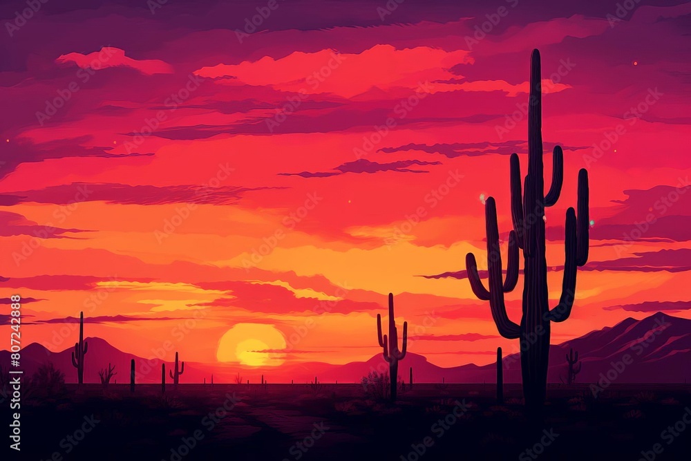 A beautiful sunset in the desert