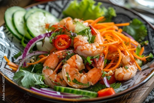 Shrimp Thai salad on plate