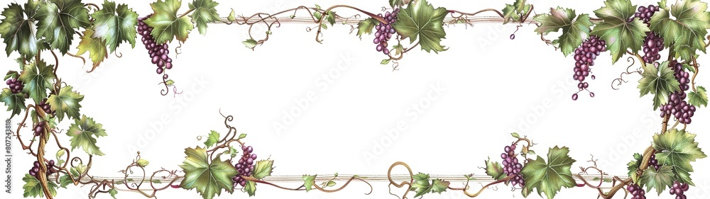 Obraz premium grapevine border frame on white background