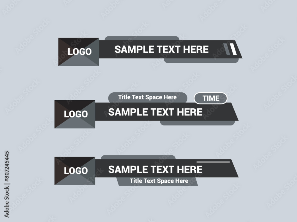Vector Lower Third for Television News Bar Design Template, Lower Third News and Video Bars Set Vector Lower Third for Television News Bar Design Template, Lower Third News and Video Bars Set
