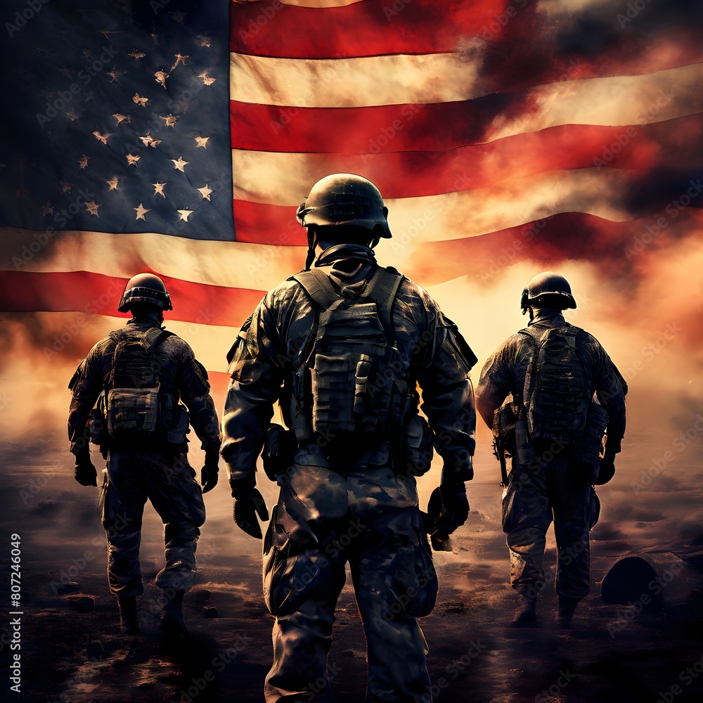 Brave Soldier Warriors in War, Memorial Day. Ai generated. Brave Soldier Warriors in War, Memorial Day. Ai generated.