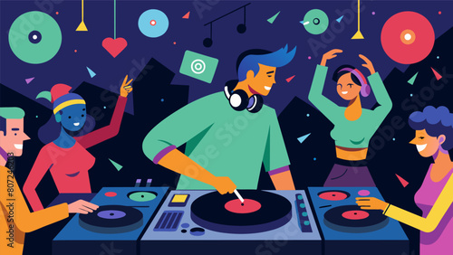 As the night goes on and the dance floor heats up the DJ flawlessly mixes a blend of classic and contemporary records showcasing their mastery of the Vector illustration