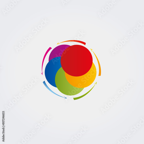 Icône Logo Abstrait Types de Diagrammes Graphiques - Multicolore - Direction Analyse Objectif Croissance - Formes Variées Vecteur
