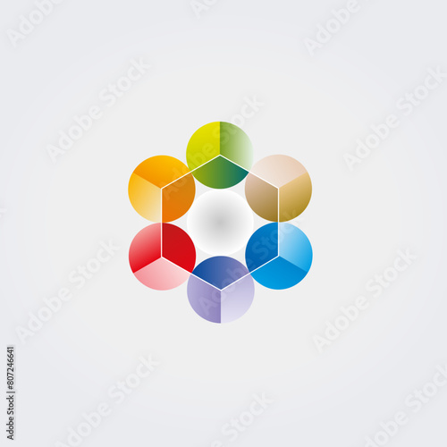 Icône Logo Abstrait Types de Diagrammes Graphiques - Multicolore - Direction Analyse Objectif Croissance - Formes Variées Vecteur