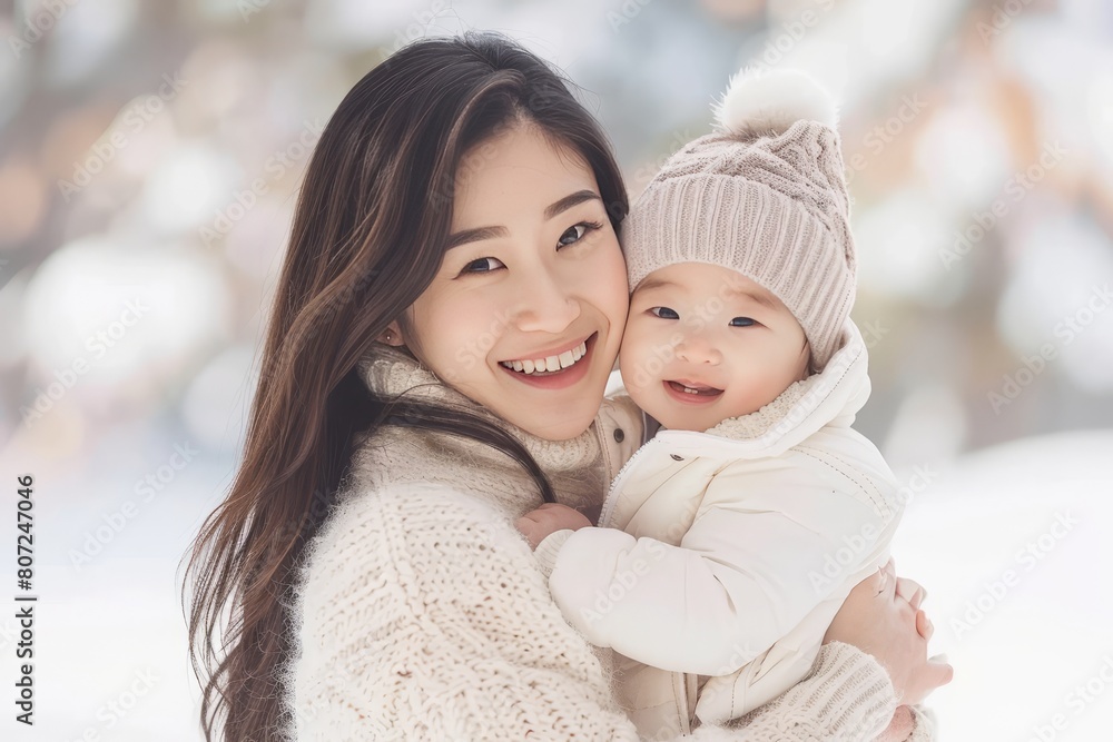 Obraz premium Mother and Baby in Winter