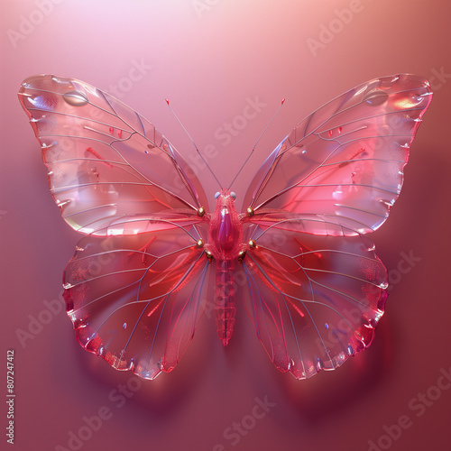 Radiant Gradient Butterfly in Soft Pink Light