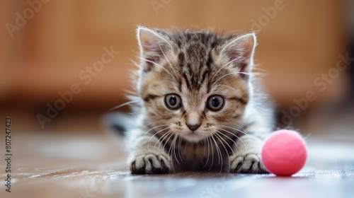 Playful Kitten with Pink Ball