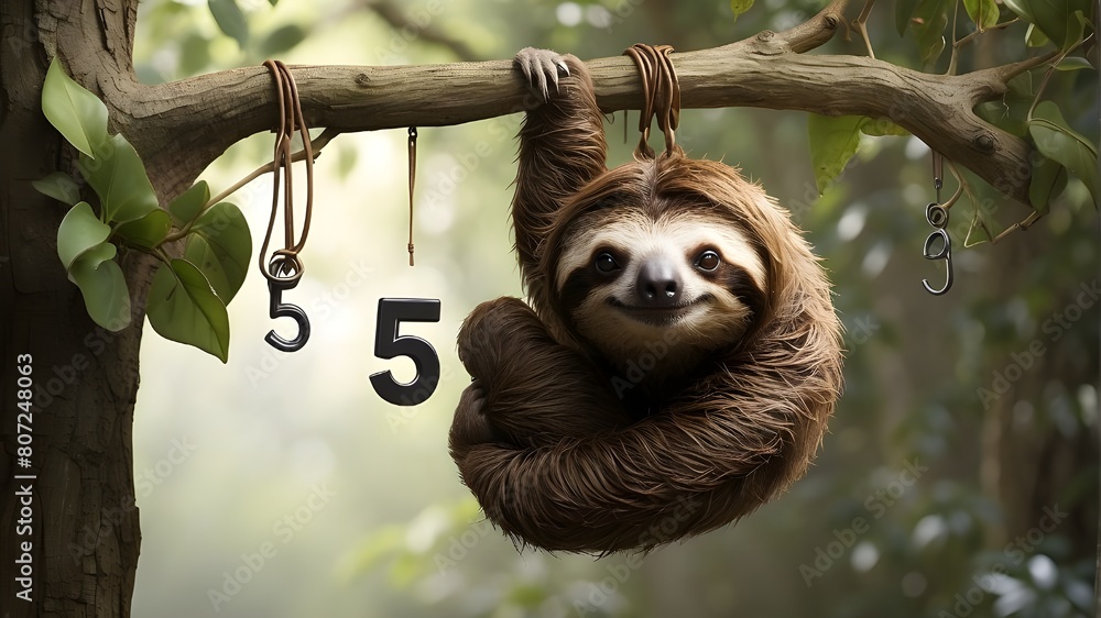 Subject Description: Sloth symbol upgraded to represent the number 5 ...