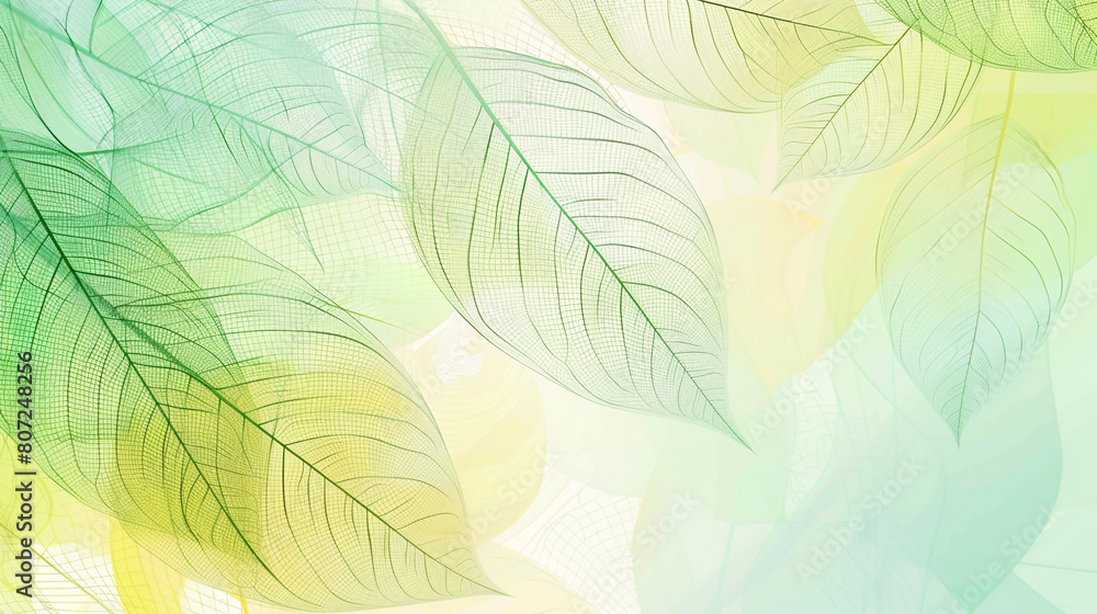 Fototapeta premium Fresh spring gradient from leaf green to pale yellow in a vibrant abstract wireframe refreshing lively