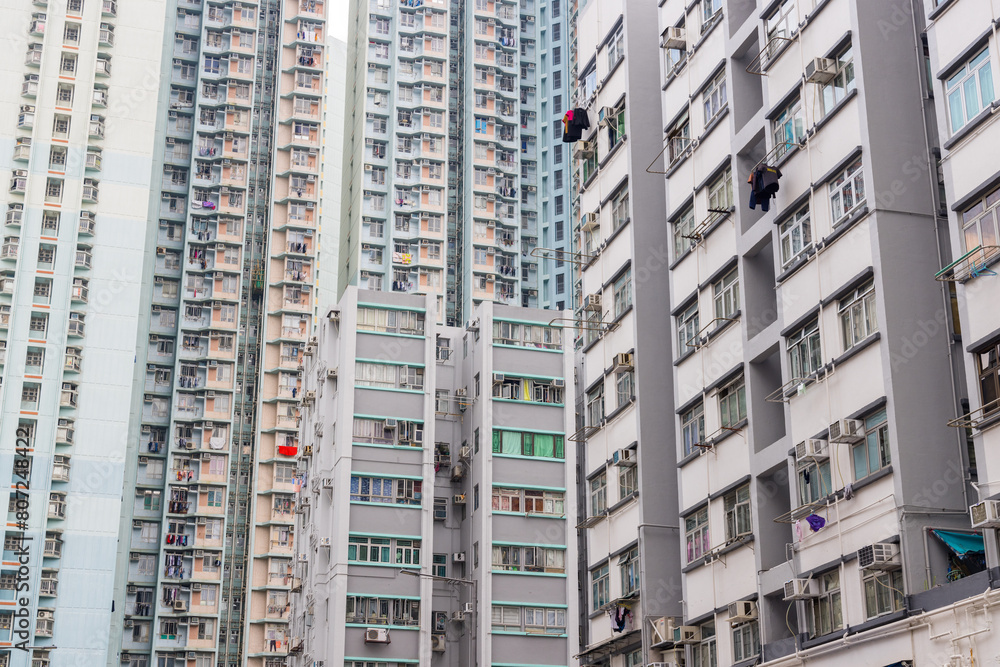 Fototapeta premium Hong Kong real estate facade