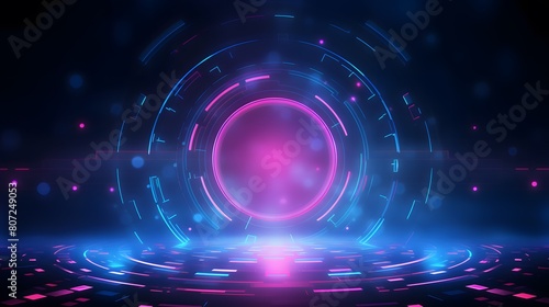 pink and blue Abstract technology background circles digital hi-tech technology design background. concept innovation. vector illustration