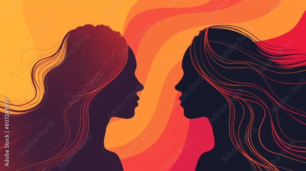 Empowering Women Silhouette Poster Background Generative AI