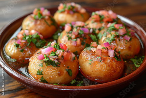 Panipuri or gupchup or golgappa or Pani ke Patake is a type of snack that originated in the Indian subcontinent  photo