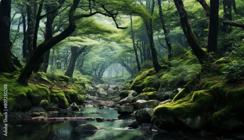 Creek which flow trough a forest. A korean forrest.