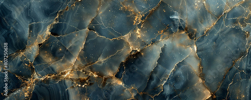 Abstract taupe dark blue marble texture with shimmering gold veins resembling a sophisticated stone surface
