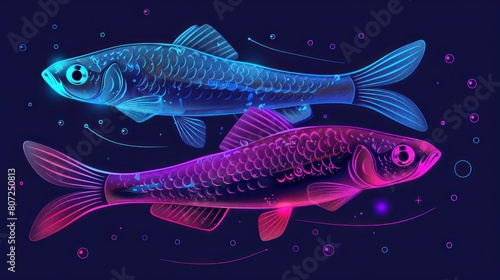 tetras aquarium fish neon light AI generated photo