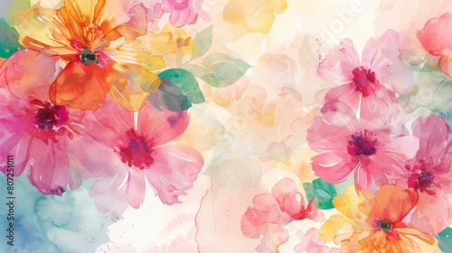 Colorful Watercolor Flowers Banner for Mother's Day Generative AI