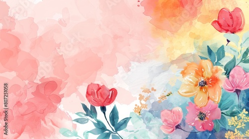 Colorful Watercolor Flowers Banner for Mother s Day Generative AI