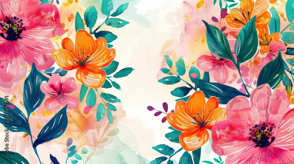 Vibrant Floral Mother's Day Background Generative AI